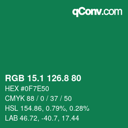 カラーコード: RGB 15.1 126.8 80 | qconv.com