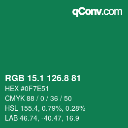 カラーコード: RGB 15.1 126.8 81 | qconv.com