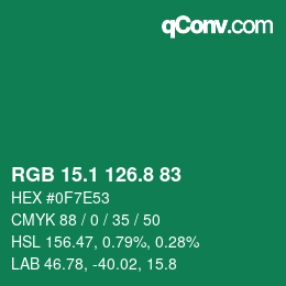 カラーコード: RGB 15.1 126.8 83 | qconv.com