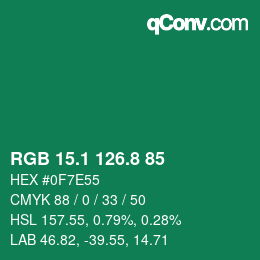 カラーコード: RGB 15.1 126.8 85 | qconv.com