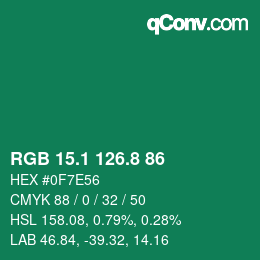 カラーコード: RGB 15.1 126.8 86 | qconv.com