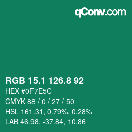 カラーコード: RGB 15.1 126.8 92 | qconv.com