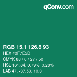 カラーコード: RGB 15.1 126.8 93 | qconv.com