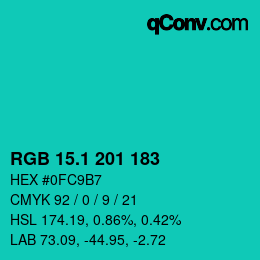 カラーコード: RGB 15.1 201 183 | qconv.com