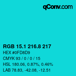 カラーコード: RGB 15.1 216.8 217 | qconv.com