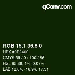 Color code: RGB 15.1 36.8 0 | qconv.com