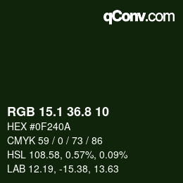 カラーコード: RGB 15.1 36.8 10 | qconv.com