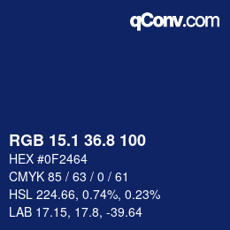 カラーコード: RGB 15.1 36.8 100 | qconv.com