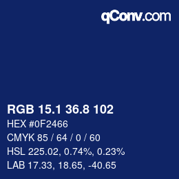 Color code: RGB 15.1 36.8 102 | qconv.com