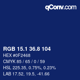Color code: RGB 15.1 36.8 104 | qconv.com
