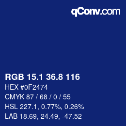 Code couleur: RGB 15.1 36.8 116 | qconv.com