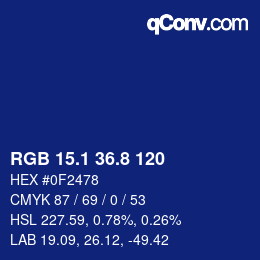 Color code: RGB 15.1 36.8 120 | qconv.com