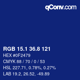 Color code: RGB 15.1 36.8 121 | qconv.com