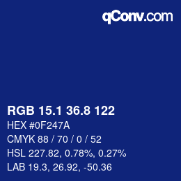 カラーコード: RGB 15.1 36.8 122 | qconv.com