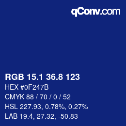 Color code: RGB 15.1 36.8 123 | qconv.com
