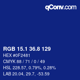 カラーコード: RGB 15.1 36.8 129 | qconv.com