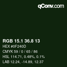 Color code: RGB 15.1 36.8 13 | qconv.com