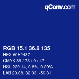 カラーコード: RGB 15.1 36.8 135 | qconv.com