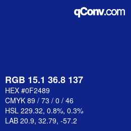 カラーコード: RGB 15.1 36.8 137 | qconv.com