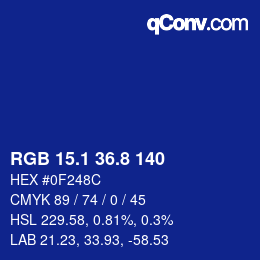 カラーコード: RGB 15.1 36.8 140 | qconv.com