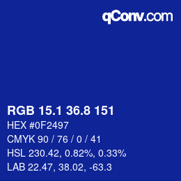 カラーコード: RGB 15.1 36.8 151 | qconv.com