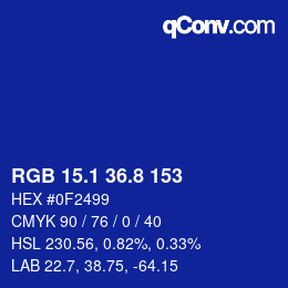カラーコード: RGB 15.1 36.8 153 | qconv.com