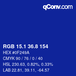 カラーコード: RGB 15.1 36.8 154 | qconv.com