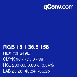 カラーコード: RGB 15.1 36.8 158 | qconv.com