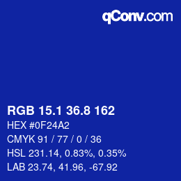 カラーコード: RGB 15.1 36.8 162 | qconv.com