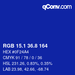 カラーコード: RGB 15.1 36.8 164 | qconv.com