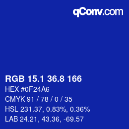 カラーコード: RGB 15.1 36.8 166 | qconv.com