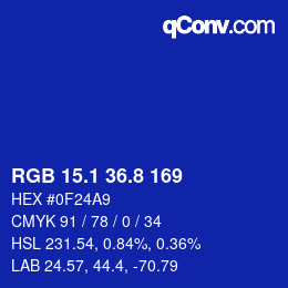 カラーコード: RGB 15.1 36.8 169 | qconv.com