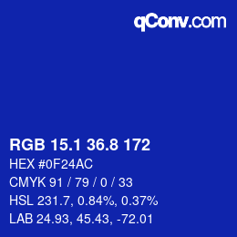 カラーコード: RGB 15.1 36.8 172 | qconv.com