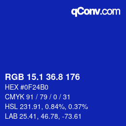 カラーコード: RGB 15.1 36.8 176 | qconv.com