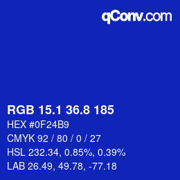 カラーコード: RGB 15.1 36.8 185 | qconv.com