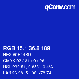 カラーコード: RGB 15.1 36.8 189 | qconv.com