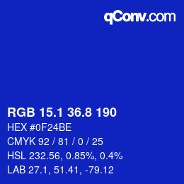 カラーコード: RGB 15.1 36.8 190 | qconv.com