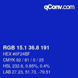 カラーコード: RGB 15.1 36.8 191 | qconv.com