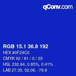 カラーコード: RGB 15.1 36.8 192 | qconv.com