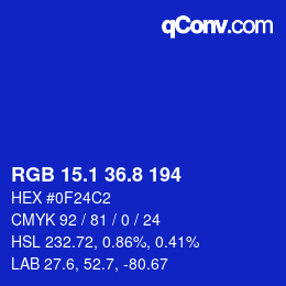 カラーコード: RGB 15.1 36.8 194 | qconv.com