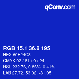 カラーコード: RGB 15.1 36.8 195 | qconv.com