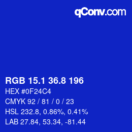 カラーコード: RGB 15.1 36.8 196 | qconv.com