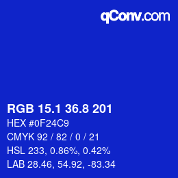 カラーコード: RGB 15.1 36.8 201 | qconv.com