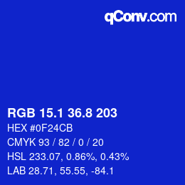 カラーコード: RGB 15.1 36.8 203 | qconv.com
