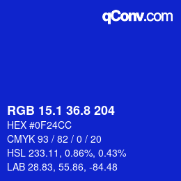 カラーコード: RGB 15.1 36.8 204 | qconv.com