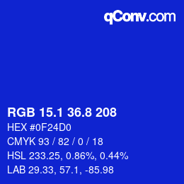 カラーコード: RGB 15.1 36.8 208 | qconv.com