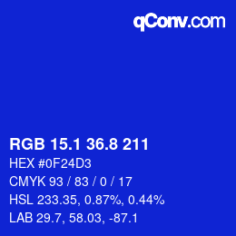 カラーコード: RGB 15.1 36.8 211 | qconv.com