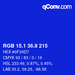 カラーコード: RGB 15.1 36.8 215 | qconv.com