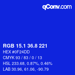 カラーコード: RGB 15.1 36.8 221 | qconv.com
