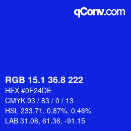 カラーコード: RGB 15.1 36.8 222 | qconv.com